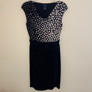 Chaps Polka Dot Faux Wrap Dress